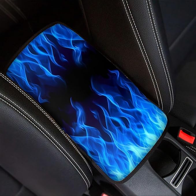 Blue Flame Auto Armrest Box Cover Car Arm Rest Seat Storage Box Mat Arm Rest Cushion Pads Dog & Cat Paws Protector for SUV/Truck Vehicle