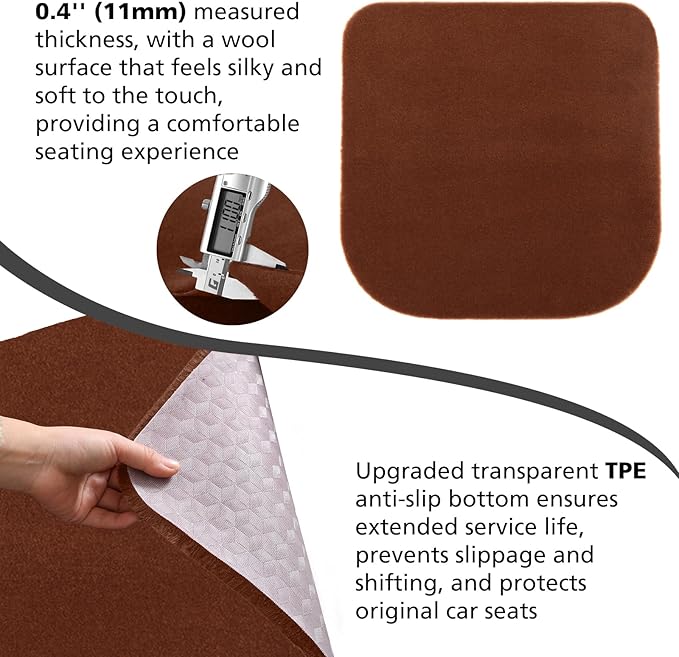 Genuine Wool Car Seat Cushion, Australian Soft Wool Auto Seat Pad Breathable and Sweat-Wicking Comfort Warm Universal Fit, 19.7''x19.7'' for Car Seats, Office Chairs, Home (Coffee)