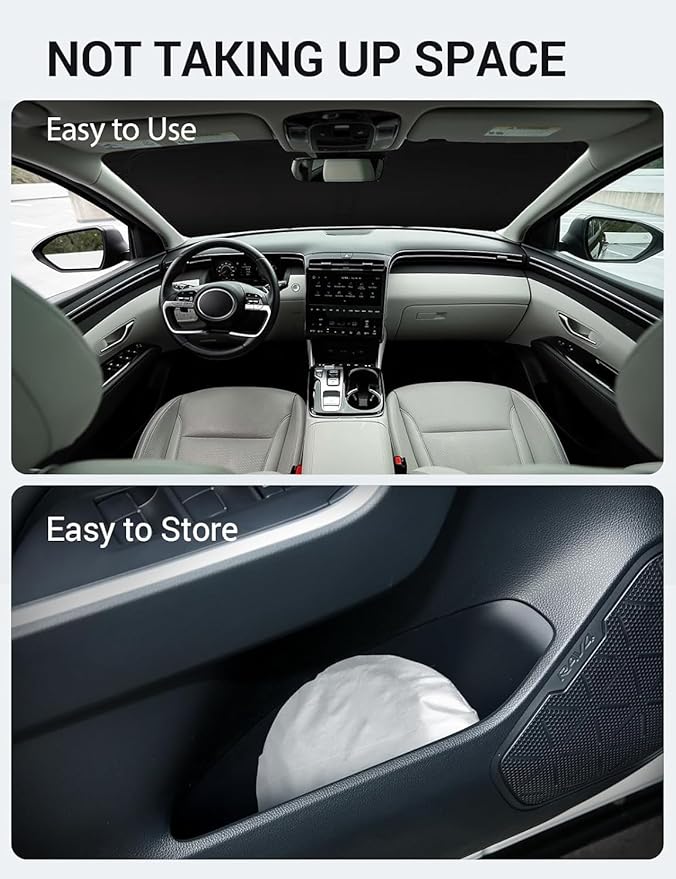 Proadsy Windshield Sun Shade for Hyundai Tucson 2026 2025 2024 2023 2022 Front Window Sunshade Protector Foldable Sun Visor Blocks UV Rays Keep Car Cooler