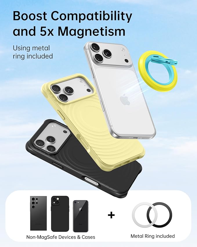 SYNCWIRE Magnetic Phone Ring Holder for MagSafe, 360° Rotation Dual Sided Magnet Grip Cell Phone Ring Stand Finger Kickstand Compatible with iPhone 17 16 15 14 13 12 Pro Max fits MagSafe