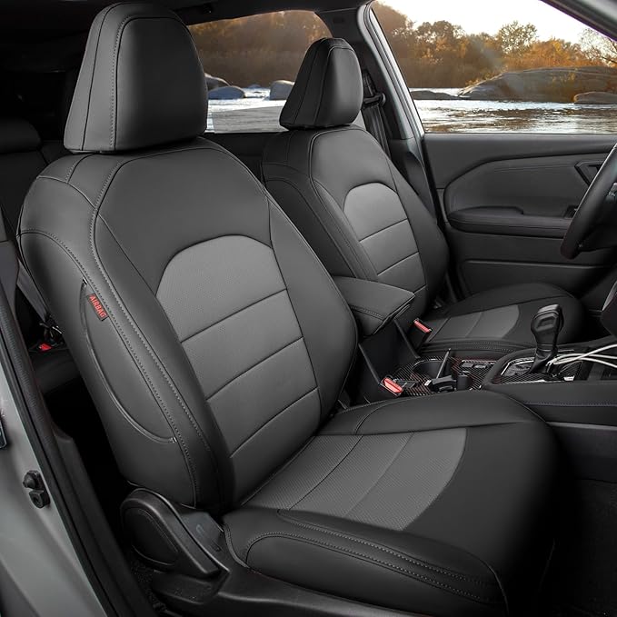 coverdream Leather Seat Covers Full Set for 2025 Subaru Forester Base,Limited,Premium,Sport,Touring,Fully Covered,Airbag Compatible,Waterproof Seat Cushion SUV Seat Protector(Black&Gray)