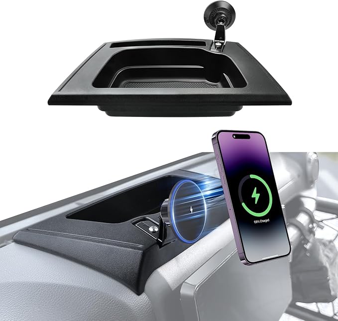 Magnetic Jeep Phone Mount for 2011-2017 Wrangler JK JKU with 15W Wireless Charging - Dashboard Phone Holder with Magnet for Jeep Wrangler Accessories