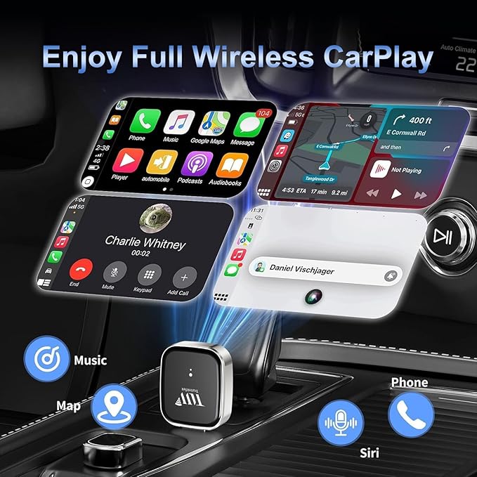 Mini Wireless Adapter for Carplay & Android Auto, 2026 Upgraded, Converts Wired to Wireless CarPlay Dongle, Plug & Play, Fast Stable Connection, Compact Design for iPhone & Android with USB/USB-C