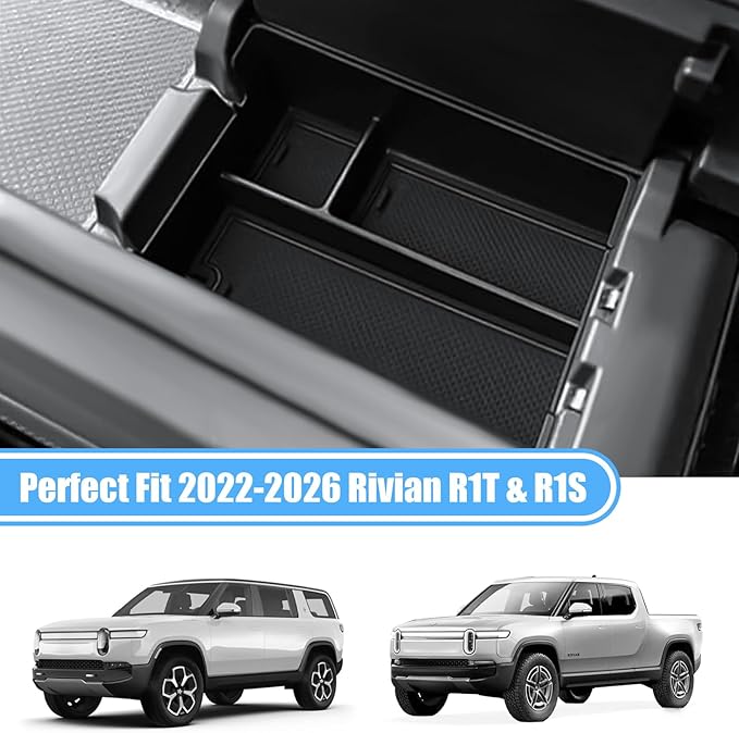 Center Console Organizer Tray for 2022-2026 Rivian R1S & R1T Accessories, Armrest Secondary Storage Box Insert