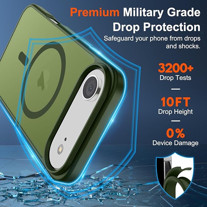 SUPFINE Magnetic for iPhone Air Case (Compatible with MagSafe)(Military Grade Drop Protection) Slim Translucent Matte Shockproof with Anti-Fingerprint Phone Cover for 17 Air,Cangling Green