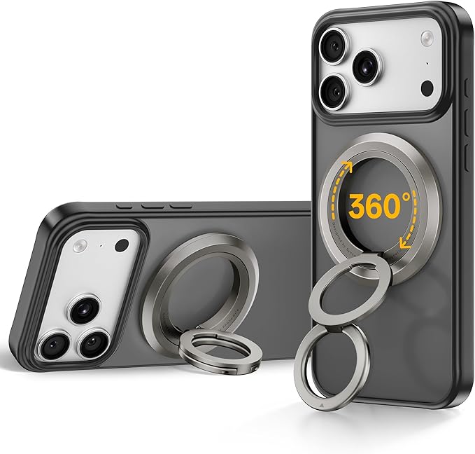 SYNCWIRE for MagSafe Ring Phone Holder, 360° Rotation Magnetic Cell Phone Grip Dual-Sided Magnets Phone Ring Kickstand Compatible with iPhone 17 16 15 14 13 12 Pro Max MagSafe, Android, Samsung etc.