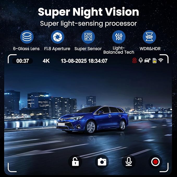 4K+2K Dash Cam Front and Rear, 5G WiFi GPS, 32GB Card Included, 3.39" Screen Dual Dashcam, G-Sensor, 24H Parking Mode, WDR, Dash Camera for Cars