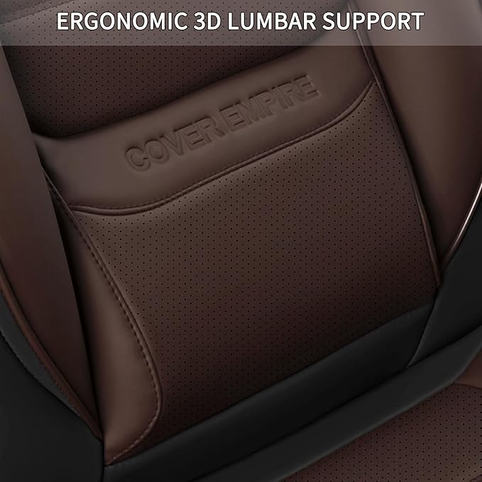 Front Car Seat Covers, 2Pcs Universal Leather Car Seat Covers, Full Coverage Waterproof Automotive Seat Covers, Breathable Car Seat Protector for Most Trucks SUVs Sedans, Black&Brown