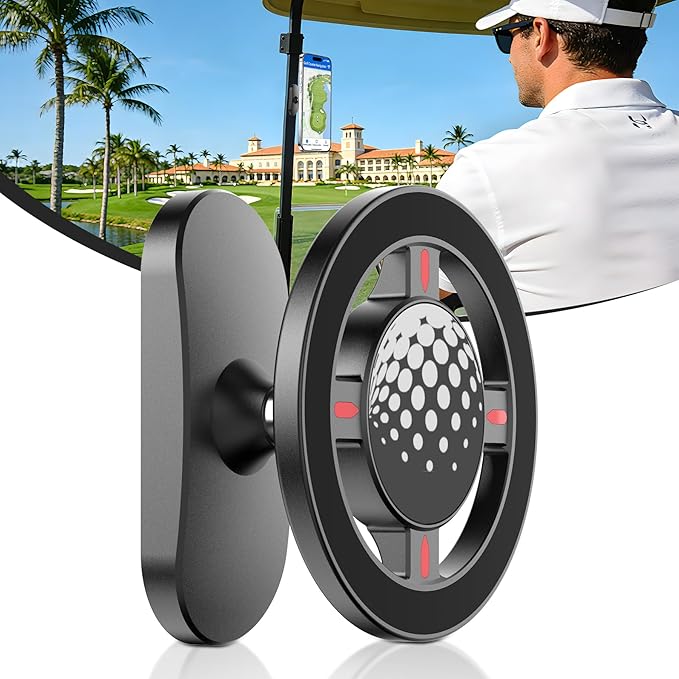 Magnetic Golf Cart Phone Holder, N55 Strong Magnetic Mount, 1-Second Snap-On, 360° Rotation, Compatible with MagSafe iPhone & Android Phones, Fits EZGO Club Car Yamaha, Golf Accessories Gift