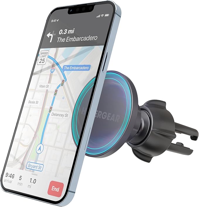 HyperGear MagSafe Magnetic Phone Holder Car Phone Holder Mount for Air Vent, Cellphone Holders Car Magnet Stand, Auto Magnetic Mount, Hands-Free Universal Holders w/Adapter Ring for iPhone, Android