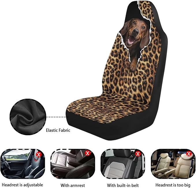 BIGCARJOB Leopard Print Car Seat Cover Full Set Universal Car Interior Accessories Set Car Front Seat Covers Auto Interior Seat Protector Saddle Blanket for Women