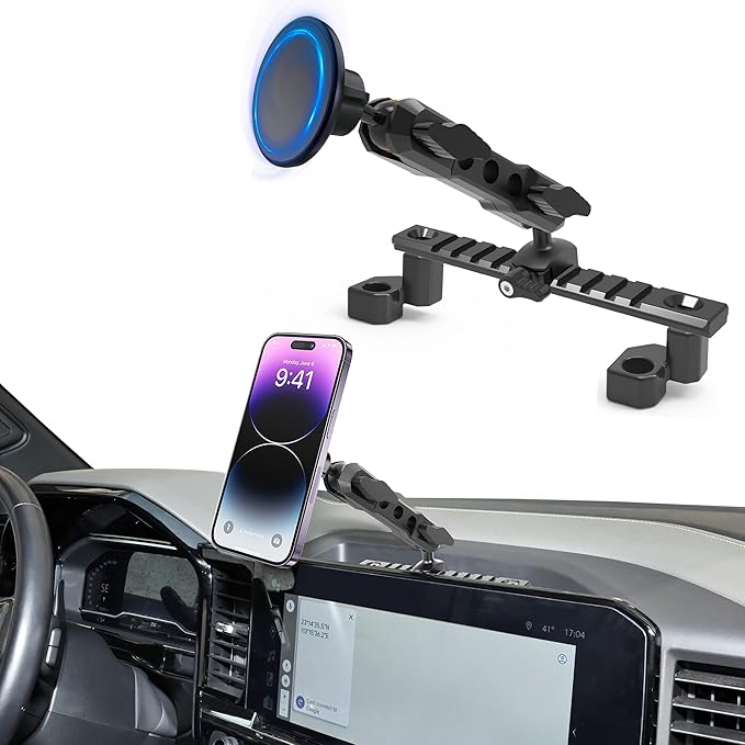 for 2022-2026 Chevrolet Silverado & GMC Sierra Metal Phone Mount, 2022+ Chevy Silverado & GMC Sierra 1500/2500/3500 Magsafe Phone Holder, for 13.4" Touchscreen, 360° Adjustable for All Smartphones