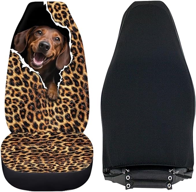 BIGCARJOB Leopard Print Car Seat Cover Full Set Universal Car Interior Accessories Set Car Front Seat Covers Auto Interior Seat Protector Saddle Blanket for Women