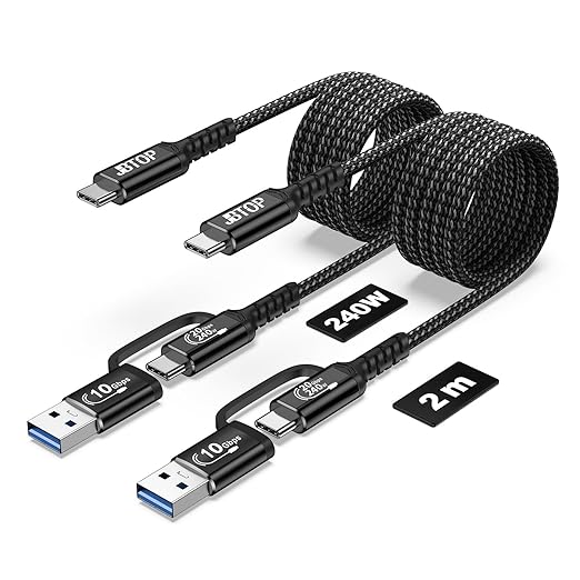 20Gbps USB c Cable for Android auto [6.6ft 2Pack],2-in-1 USB 3.1 CarPlay Cable Fast Charge & Data Transfer, Compatible with iPhone 16 15 Pro Max, Galaxy S23 S22 Ultra Note 20, SSD