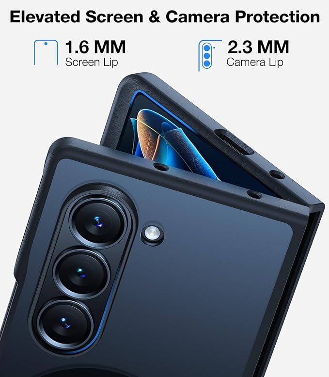 TORRAS for Samsung Galaxy Z Fold 6 Case with Screen Protector, [Compatible with Magsafe] [Military Grade Drop Tested] Translucent Slim Phone Magnetic Shockproof Case ONLY for Z Fold 6, Black