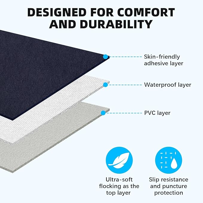 KMZ SUV Air Mattress with 2 Pillows – Thickened and Flocked Car Bed – Portable Travel Pad for Camping & Road Trips – Quick Inflate & Deflate with External Pump – Navy Blue+Light Gray