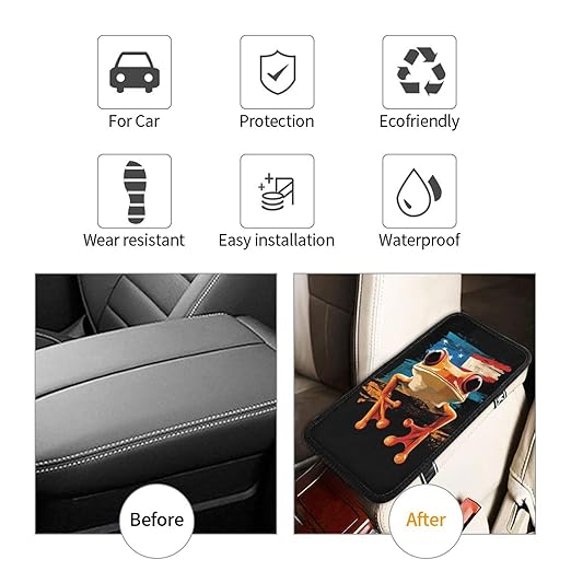 Puerto Rico Flag Frog Car Auto Armrest Cushion Cover Accessories Center Console Seat Box Pad Protector Universal Decoration for Most Vehicle SUV Truck