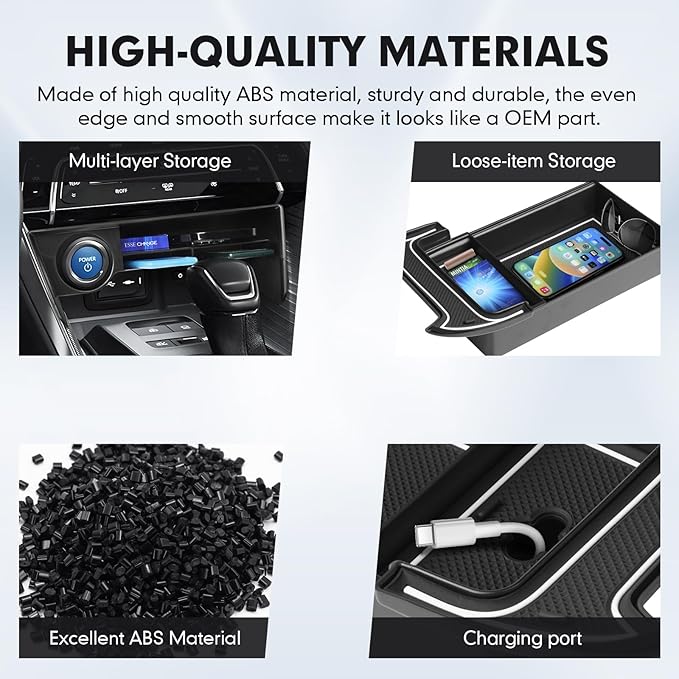 Autorder 2PCS Center Console Organizer for 2021-2024 Toyota Venza Accessories Armrest Storage Box Secondary Insert Tray Center Console Armrest Tray with Nonslip Mats
