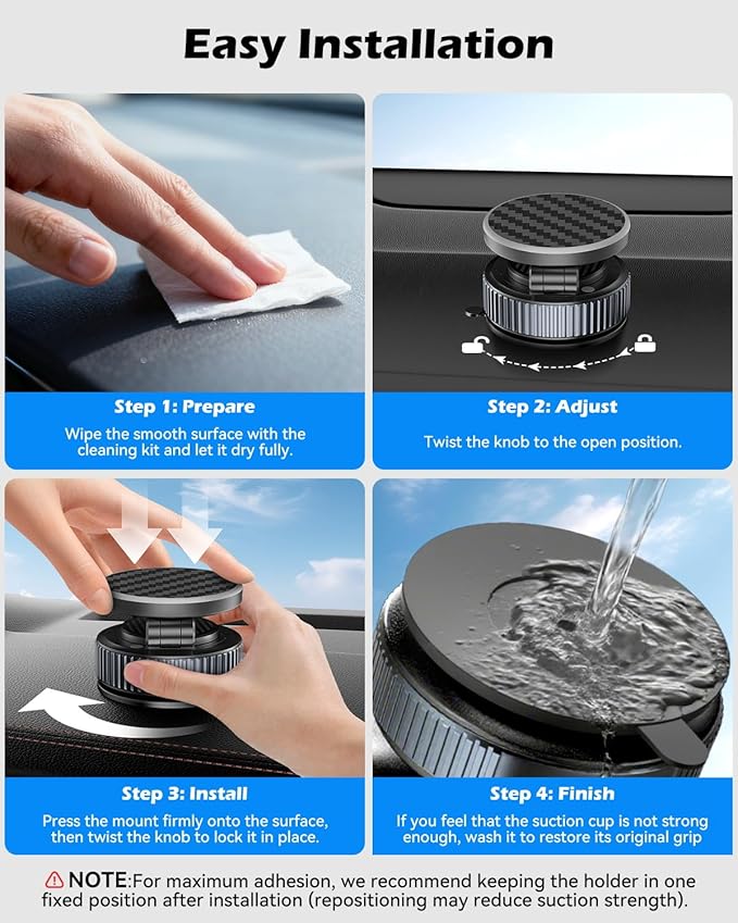 CloudValley 15W Wireless Charger Magnetic Car Mount Phone Holder Carbon Fiber, Dashboard/Windshield 360° Adjustable Stand [Compatible with MagSafe] Wireless Charging Arm for iPhone 17-12 Series