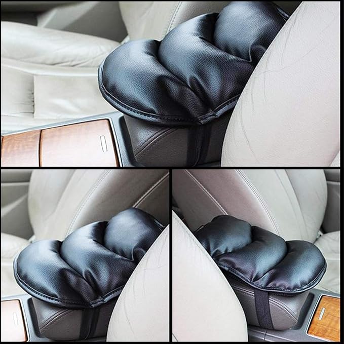 Armrest Cover for Car, PU Leather Auto Center Console Cover, Car Armrest Pad Cushion Seat Box Cover Protector, Universal Fit, Auto Car Interior Accessories for Women Men (Black-A)