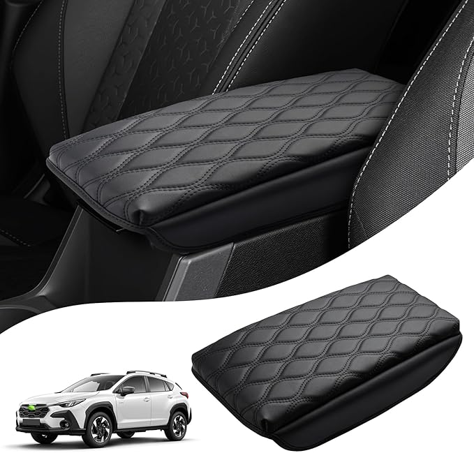 Autorder Center Console Cover for 2024-2025 2026 Subaru Crosstrek/Impreza Accessories Armrest Cushion Cover Nappa Leather Middle Console Covers Crosstrek/Impreza Console Cushion Pad Anti-Scratch
