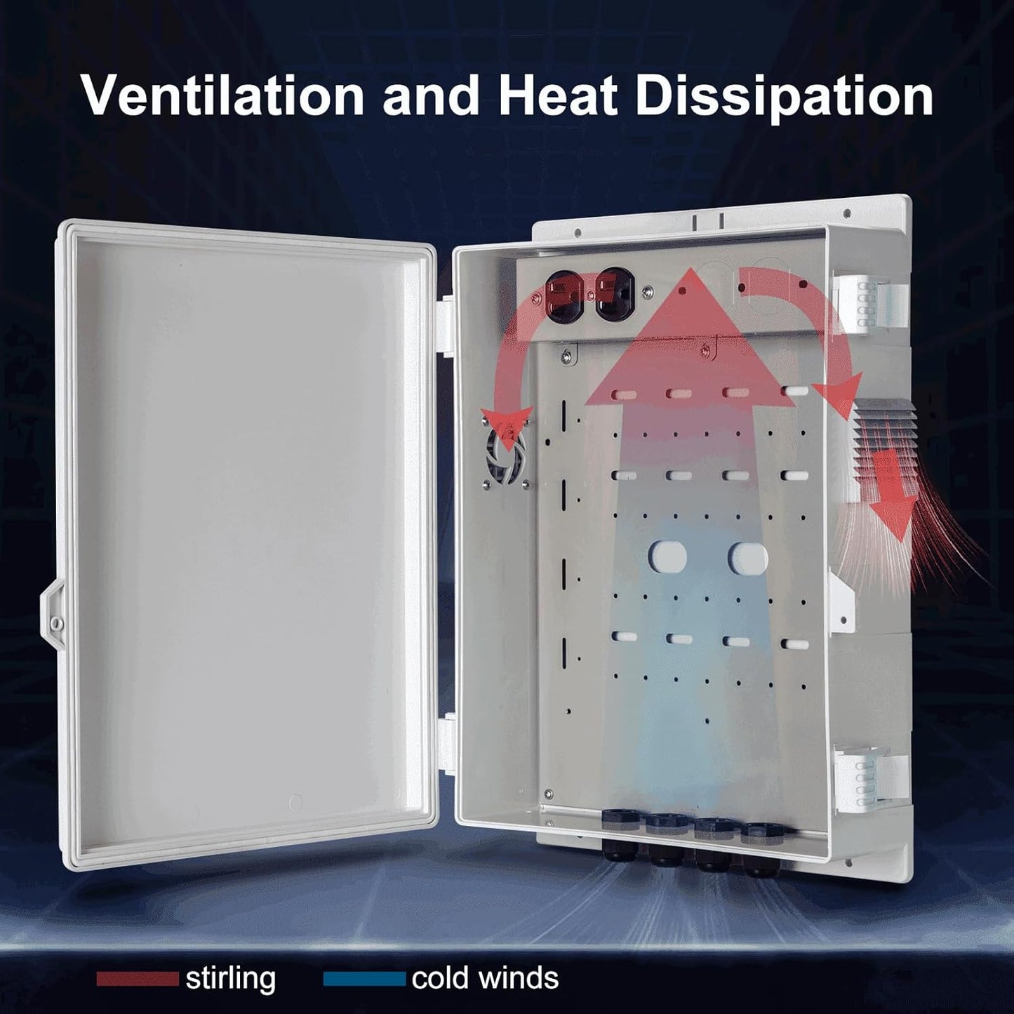 Outdoor Electrical Junction Box with High Power Outlet, ABS Water Resistant Enclosure with Internal Mounting Panel & Hinged Cover (16" H* 12" L* 4" W)