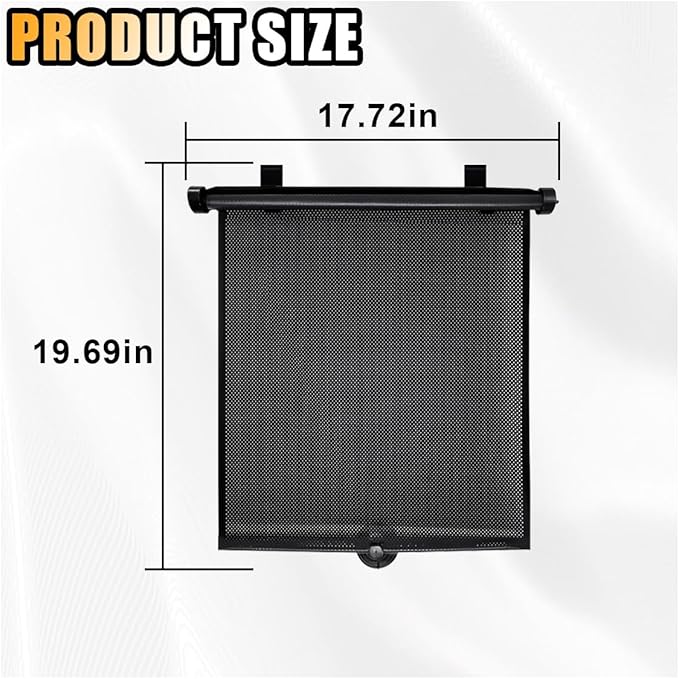 2PCS Car Window Shades for Baby, 18" x 20" Retractable Car Shades for Side Window with Suction Cups, Blocks Heat and UV Rays Glare Protection, Baby Auto Accessories for Vehicle House Office Window