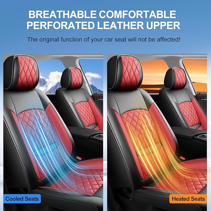 Fit for Venue Seat Covers Compatible with Hyundai Venue 2020-2026 - Waterproof Breathable Leather Automotive Seat Cushions Protector,Only 2 Front seat Covers(Red)