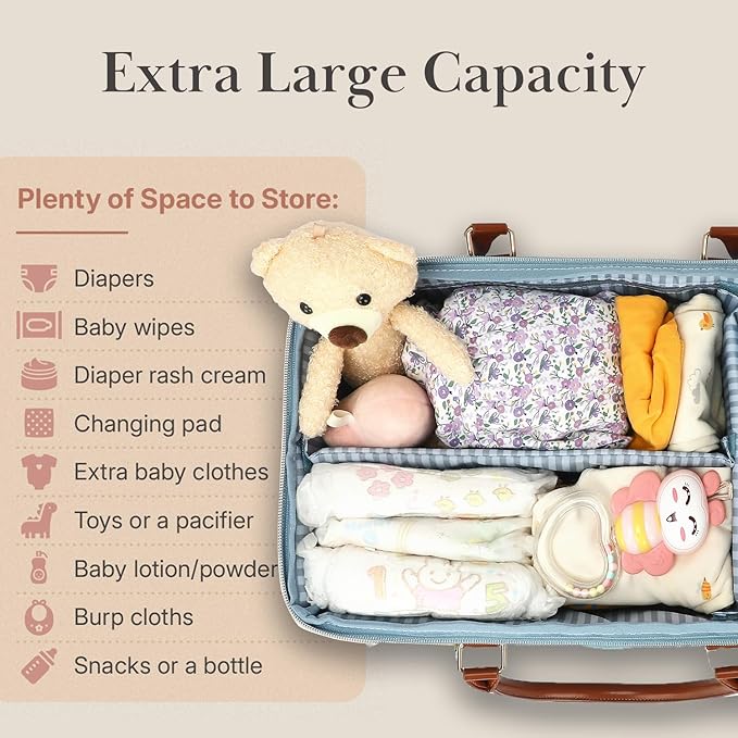 DOKUS & CO Luxe Diaper Caddy Organizer, Extra Large Collapsible Nursery Storage Tote for Baby Essentials & Travel