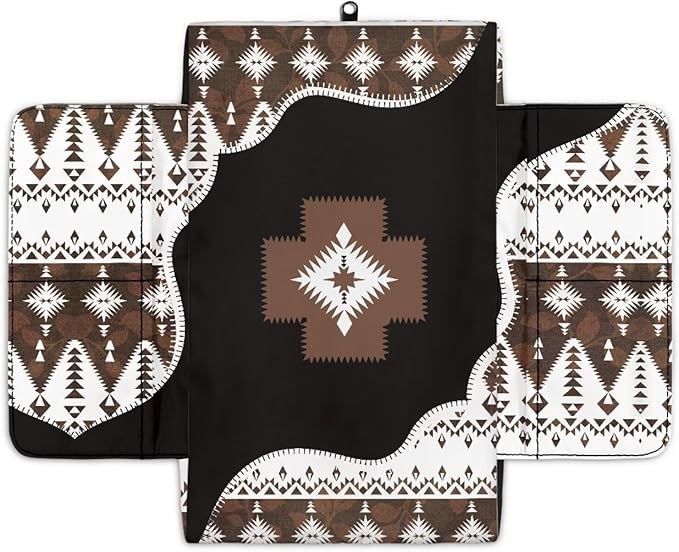 Wanyint Southwest Aztec Black Brown Car Center Console Cover Comfortable Armrest Storage Box Mat Anti-Scratch Middle Console Cover Protective Cover Universal Fit Most Vehicle, SUV, Truck