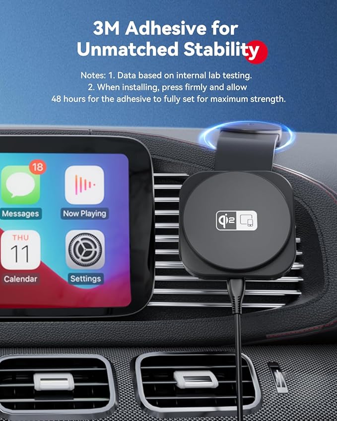 Spedal Qi2 15W Magnetic Car Charger Mount, for MagSafe-Compatible Car Phone Holder with Strong Magnet, 360° Adjustable Wireless Charging Mount for iPhone 16/15/14/13/12