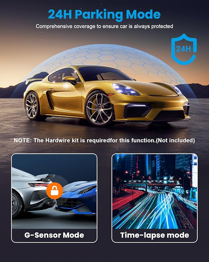 Dash Cam 4K Front, Ultra HD Dash Camera for Cars, 1.97''IPS Screen Mini Car Camera with APP Control, Built-in Wi-Fi & G-Sensor, 24H Parking Mode, Night Vision, WDR, Loop Recording, Support 256GB Max