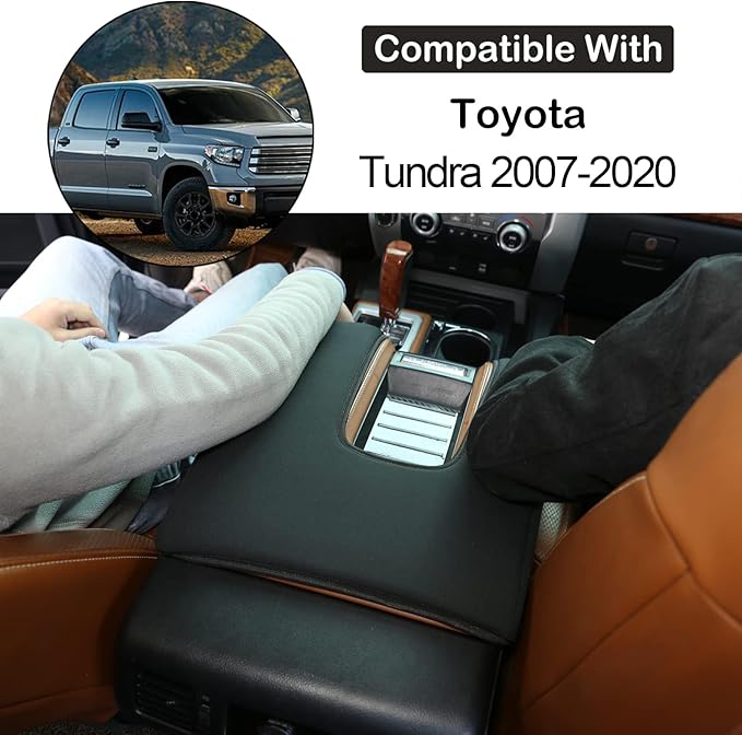 Aunginsy Center Console Armrest Protector Cover Compatible with Toyota Tundra 2014-2021, Car Armrest Pad Seat Box Cover Cushion Lid Scratch Protector Customized Cloth Material Interior Accessories