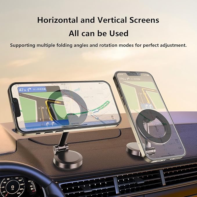 for MagSafe Car Mount [360° Rotation & 2800gf Magnetic], Magnetic Phone Holder for Car Dashboard/Tesla Screen, Folding Magnetic Car Mount for iPhone 16 15 14 13 12 Pro Max & All Phones