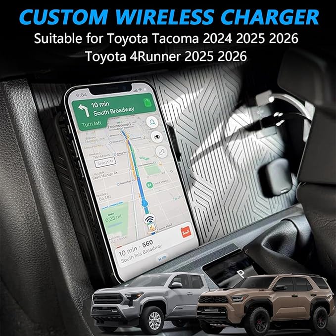 Magnetic Wireless Charger for Toyota Tacoma 2024 2025 2026 for Toyota 4Runner 2025 2026 15W Fast Wireless Car Phone Charger Pad Non-Slip Phone Holders for iPhone 17/16/15/14/13/12