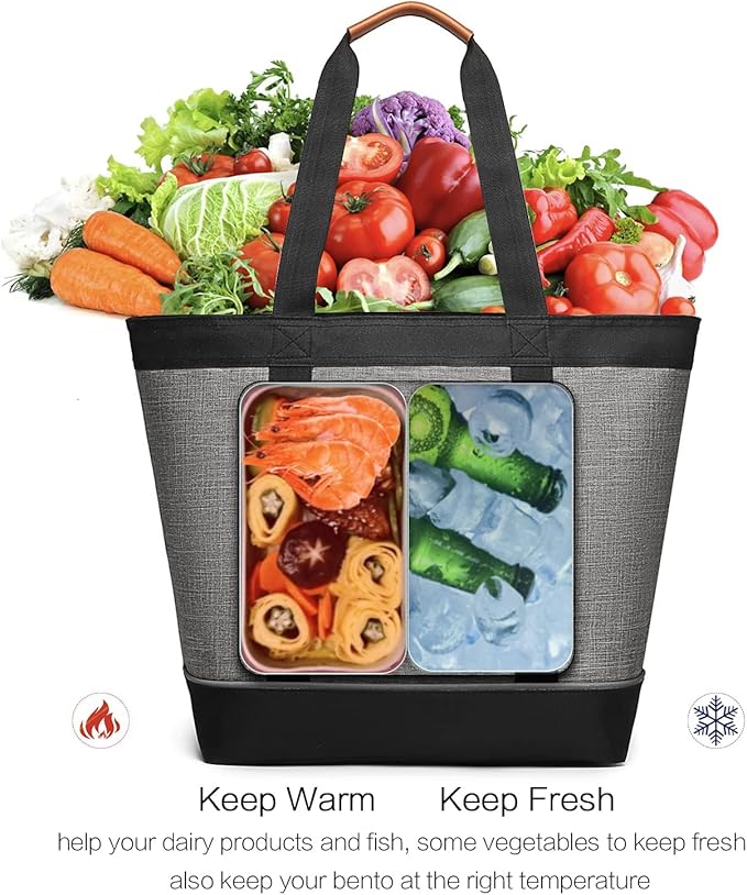 Insulated Cooler Bag Reusable Grocery Tote Bags Transport Large Lunch Box for Women