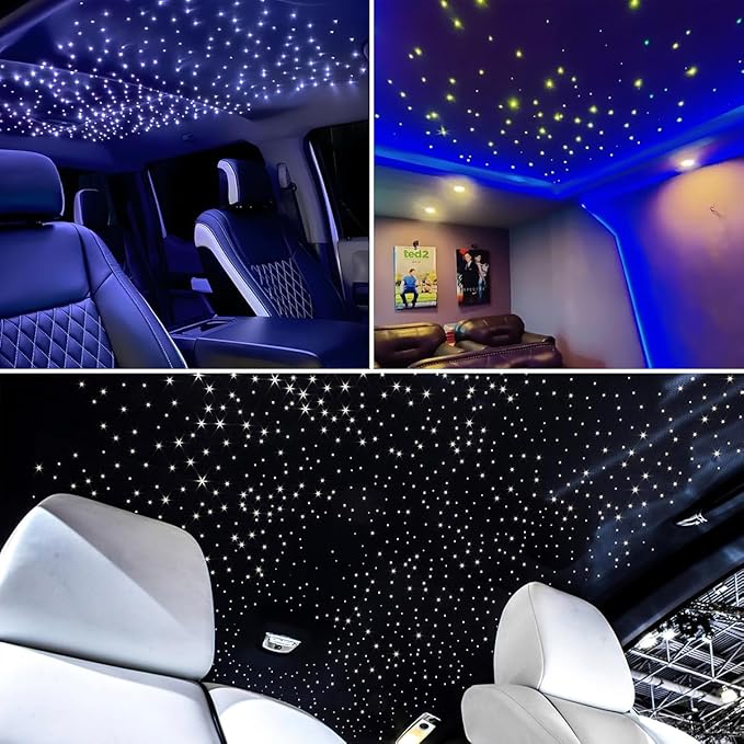 AKEPO Mini Size 6W Twinkle RGBW APP Fiber Optic Lights, Music Activated 150pcs 0.03in 6.5ft/2m Optical Fiber Star Ceiling Light Kit for Car Truck Headliner Star/Home