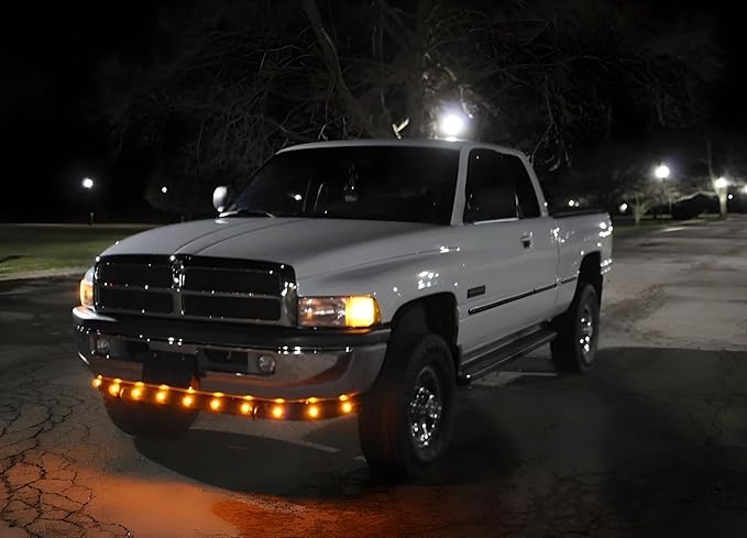 iJDMTOY 20pc Set Amber Yellow LED Front Bumper Valance Accent Running Light Kit/LED Air Dam Light Kit, Compatible with Dodge/Chevy/GMC HD, Ford Super Duty Trucks or Semi Trucks