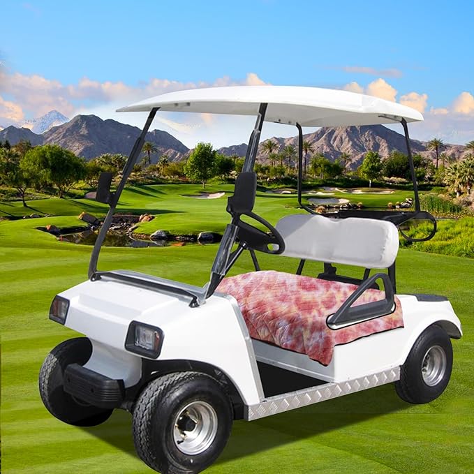 YOKYHOM Golf Cart Seat Covers for 2 & 4 Passenger Carts, Thick Short Plush with Non-Slip Backing, Ultra Soft Seat Towel Blanket, Fits EZGO, Club Car, Yamaha, 51"x30.5", Colorful Red