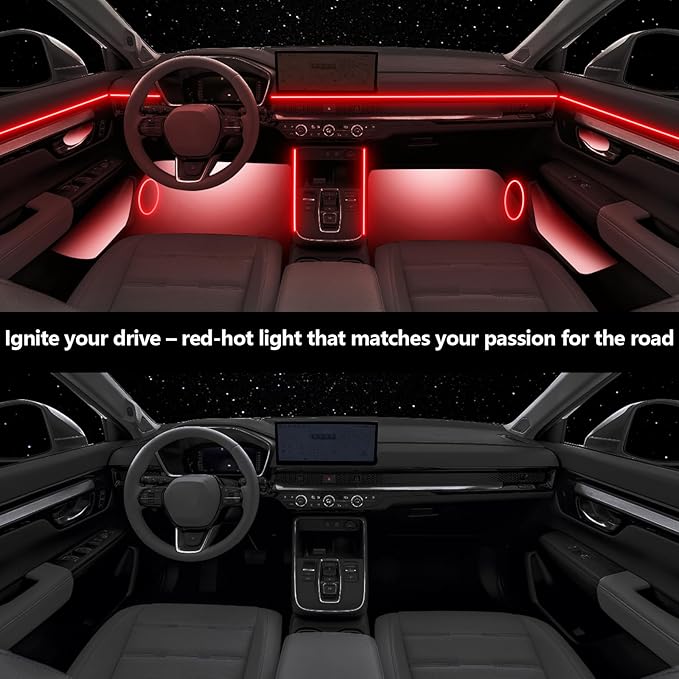 LED Car Interior Ambient Light, RGB Colors Interior Car Lights, Ambient Led Lighting Kit,for 4Doors 100cm/39.37inch Fiber Optical Cable x4,Accessories,Can Synchronize Music