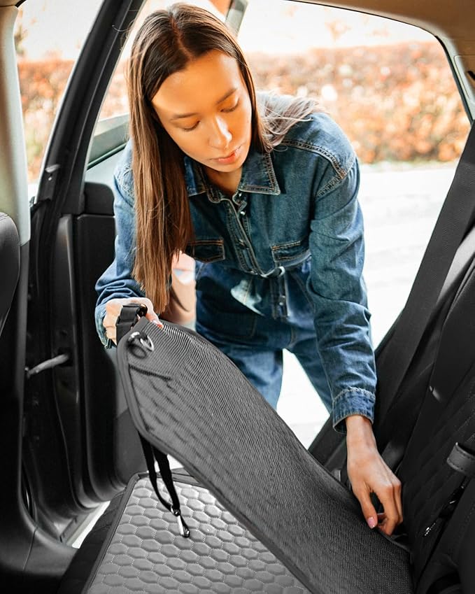 Owleys Set Seat Back Organizer & Car Seat Protector Hexy Waterproof & Non-Slip Protector for Child Car Cushion for Leather and Fabric Seats (Gray)