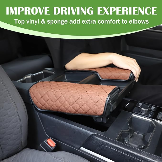 Center Console Armrest Cover Protector Pad Compatible with Toyota Tundra Sequoia 2022-2025 Leather Car Console Armrest Seat Cushion Waterproof Armrest Cushion Lid Interior Accessories (Style C)