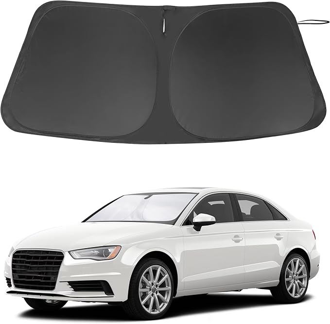 Windshield Sun Shade Custom Fit for 2014-2020 Audi A3 Accessories Foldable Sunshade Sun Blocker Protect Car from Sun Rays & Heat Damage Keep Car Cooler