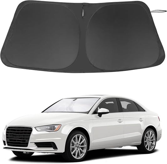 Windshield Sun Shade Custom Fit for 2014-2020 Audi A3 Accessories Foldable Sunshade Sun Blocker Protect Car from Sun Rays & Heat Damage Keep Car Cooler