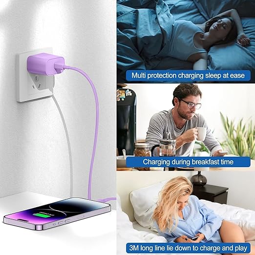 iPhone Fast Charger,Type C Wall Charger Block Plug and 10ft USB C to Lightning Charging Cable Cord Long,Power Adapter Cube Brick Box for Apple iPhone 14 Pro Max/14 Plus/14/13/12 Mini/11/XS Max/XR/iPad