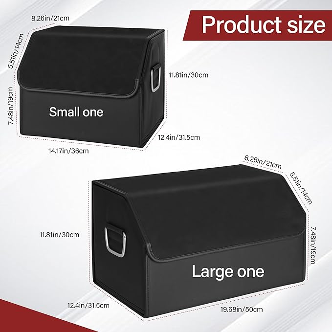 JEYODA Suede Leather Trunk Organizer, Large Capacity Soft Car Organizers and Storage,foldable,with lip, for Car SUV/Jeep/Sedan/Home/Camping (Black,Small)