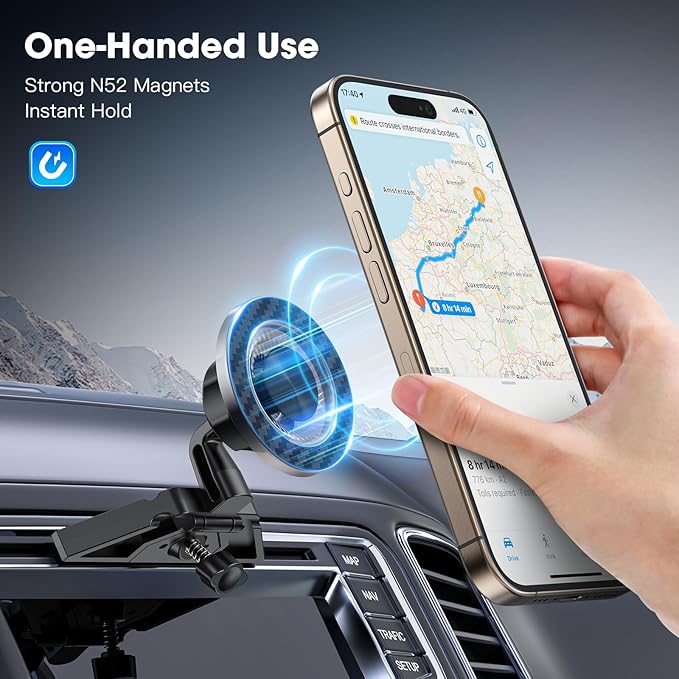 Magnetic Car Phone Holder, 2-in-1 CD Slot and Car Vent Phone Mount, 360°Rotation Tool-Free Installation Magnetic Car Mount for iPhone 17/16/15/14/13/12 Series