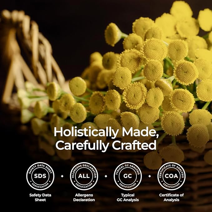 100% Pure Blue Tansy Essential Oil - 0.17 Fl Oz - Blue Tansy Oil for Hair, Skin, Diffuser, Aromatherapy & DIY Candle Making Scent