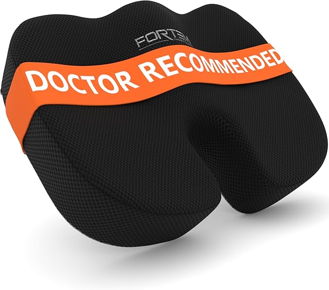 FORTEM Seat Cushion, Office Chair Cushion, Desk Chair Memory Foam, Sciatica Coccyx Tailbone Pain Relief, Pressure Relief, Sitting Pad, for Long Gaming & Sitting, Washable Cover, Non Slip