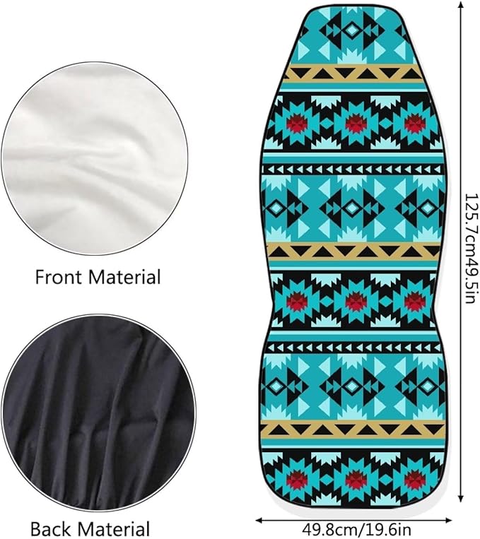 ELEQIN Blue Aztec Car Seat Covers Two Front Only for Car, Automotive Interior Covers, Quick Setup Universal Fit Seat Covers for Car, Truck, SUV